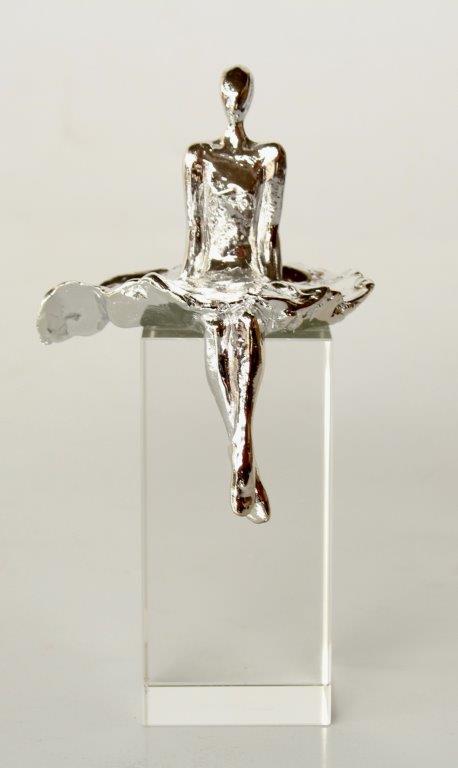 Silver Ballerina On Crystal Base